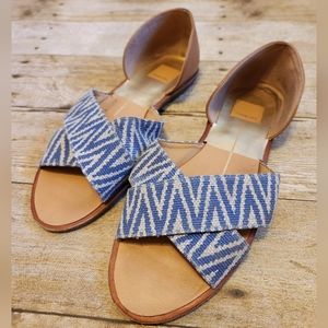 Dolce Vita D'orsay Sandals Flats Blue Tan Ikat Vacation Size 9